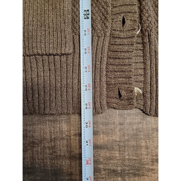 AEROPOSTALE Woman's Jr's Brown Chunky Cable Knit Cardigan Sweater Pockets XL - Picture 7 of 10